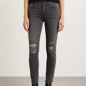 FRAME Jeans 25 Le Skinny de Jeanne Gray Distressed Street Style Parisian Rock